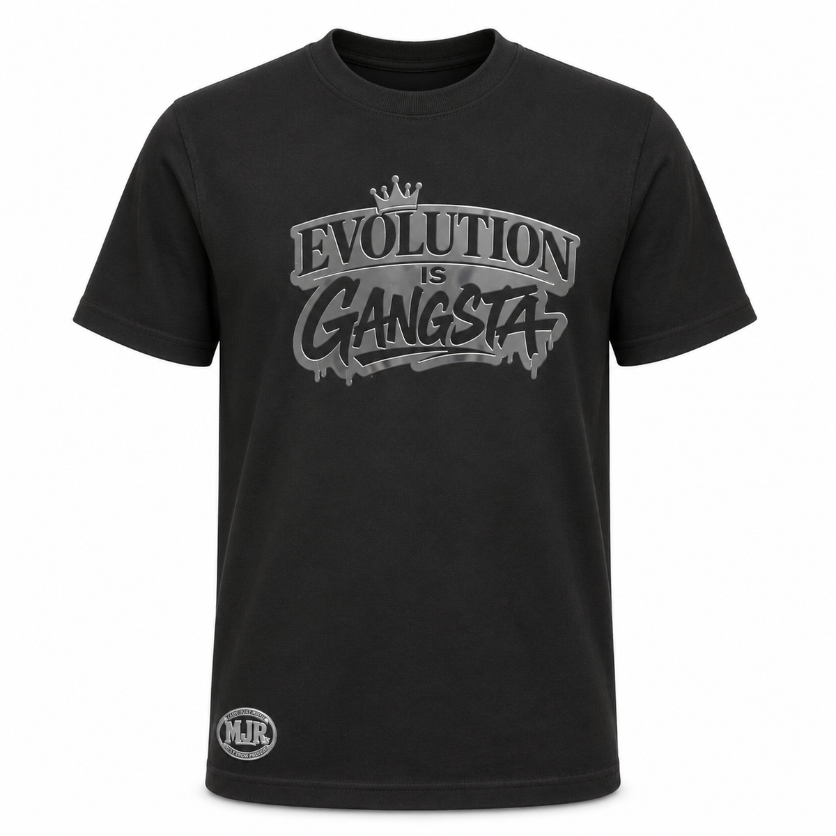 "Evolution is Gangsta" Graphic Tee – Black on Black