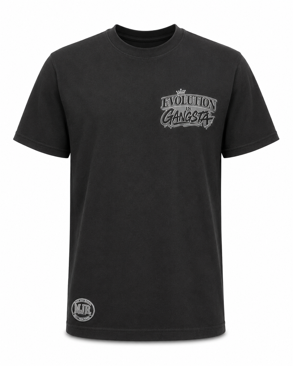 "Evolution is Gangsta" Pocket Tee – Black on Black