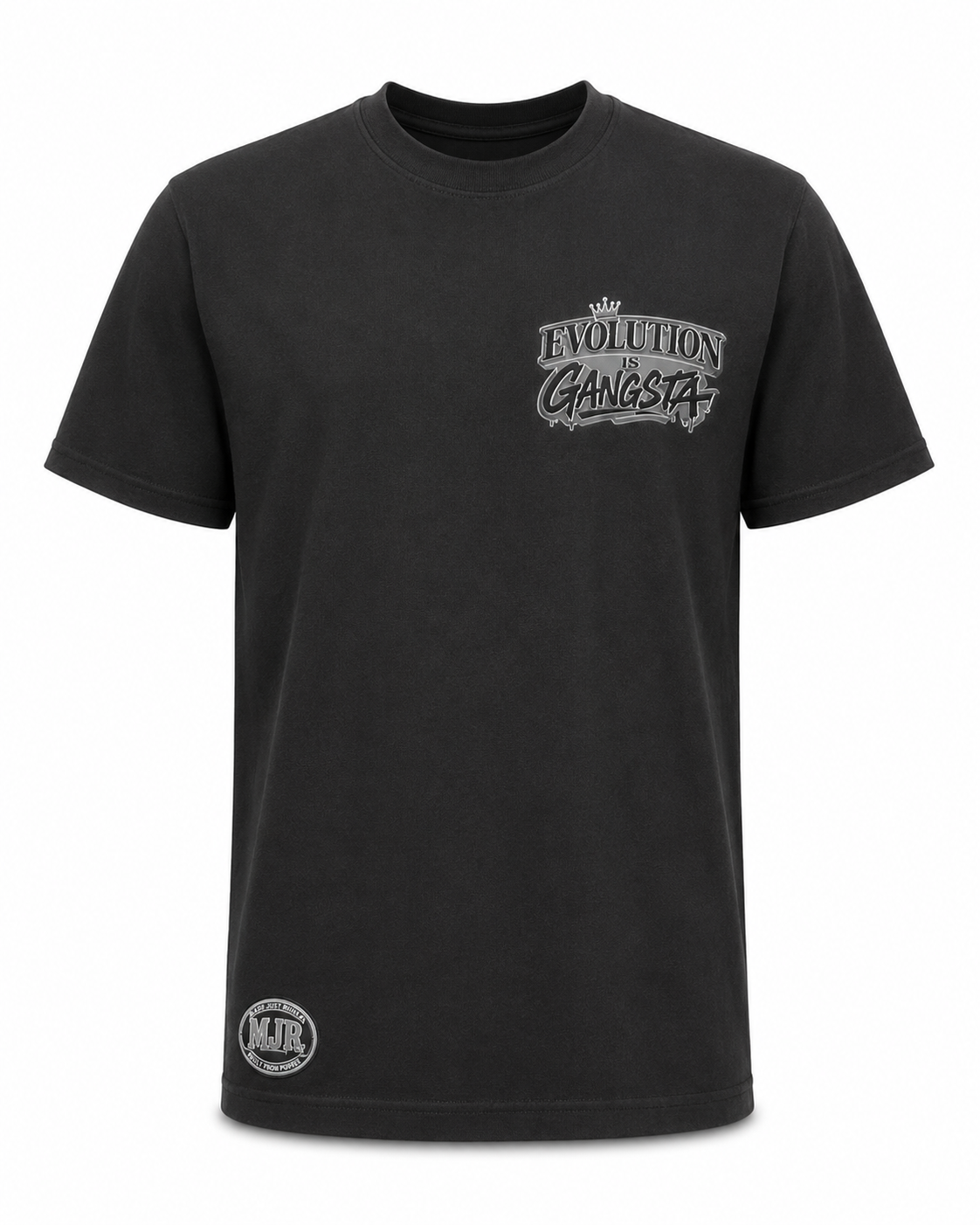 "Evolution is Gangsta" Pocket Tee – Black on Black